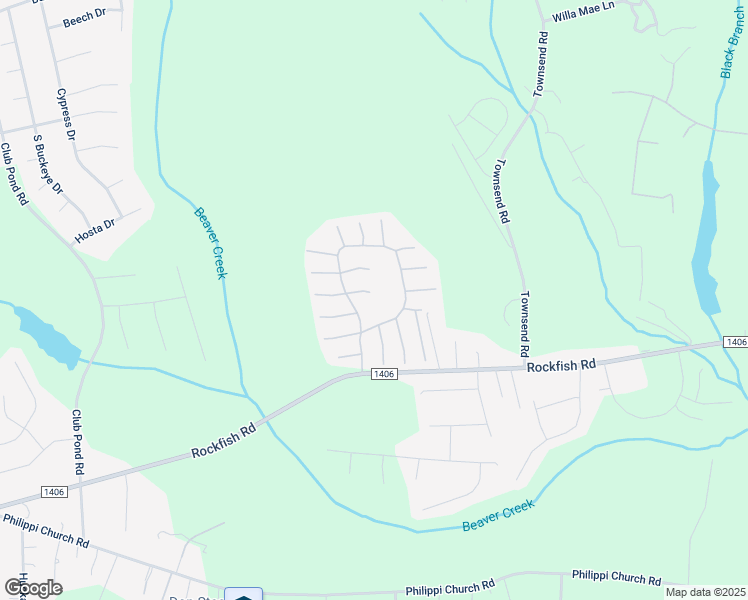 map of restaurants, bars, coffee shops, grocery stores, and more near 204 Swing Court in Raeford