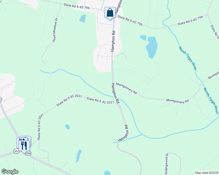 map of restaurants, bars, coffee shops, grocery stores, and more near 899 Hampton Road in Lyman