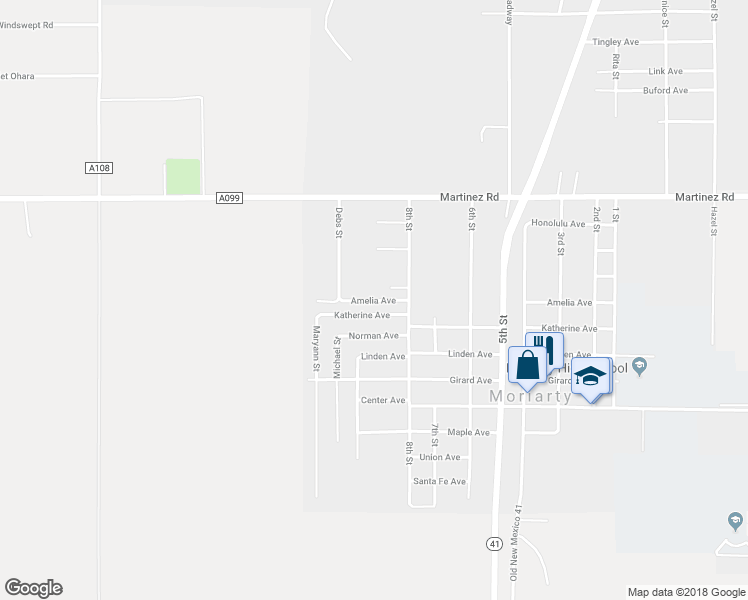 map of restaurants, bars, coffee shops, grocery stores, and more near 809 Amelia Avenue in Moriarty