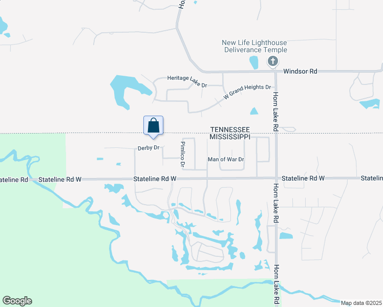 map of restaurants, bars, coffee shops, grocery stores, and more near 9117 Preakness Drive in Southaven