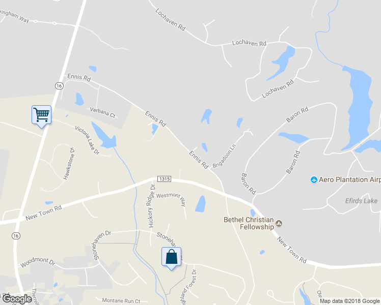 map of restaurants, bars, coffee shops, grocery stores, and more near 3 Brigadoon Lane in Waxhaw
