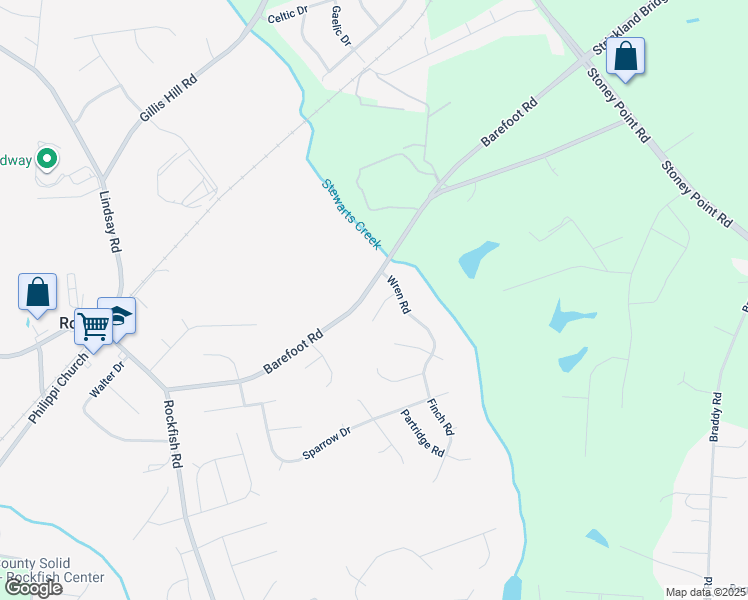 map of restaurants, bars, coffee shops, grocery stores, and more near 106 Chickadee Street in Fayetteville