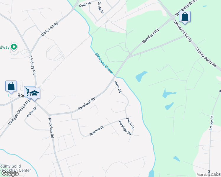 map of restaurants, bars, coffee shops, grocery stores, and more near 106 Chickadee Street in Fayetteville