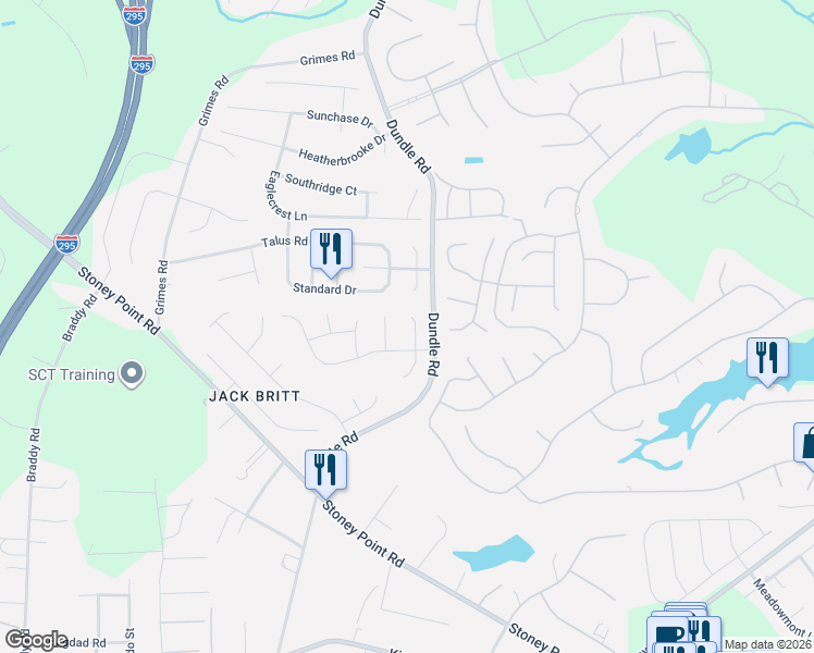 map of restaurants, bars, coffee shops, grocery stores, and more near 3112 Blantyre Way in Fayetteville