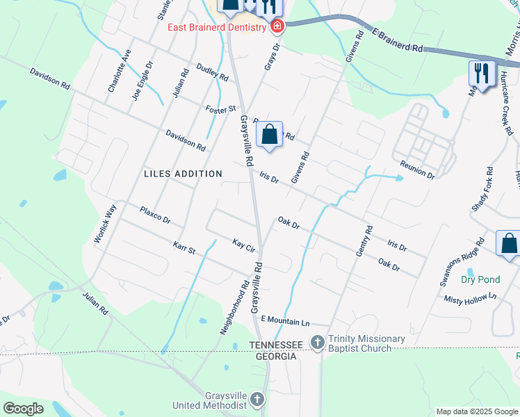 map of restaurants, bars, coffee shops, grocery stores, and more near 832 Graysville Rd in Chattanooga