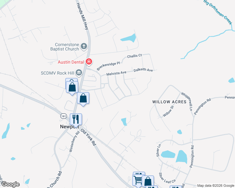 map of restaurants, bars, coffee shops, grocery stores, and more near 973 Roxburgh Avenue in Rock Hill