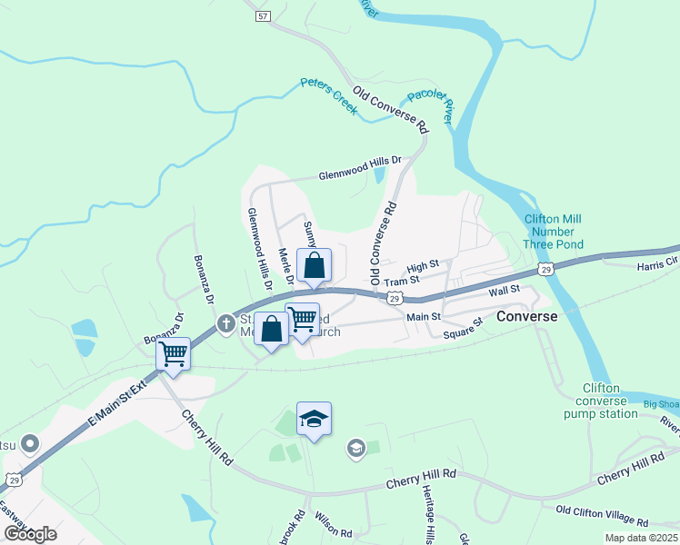 map of restaurants, bars, coffee shops, grocery stores, and more near 3009 Benjamin Road in Spartanburg