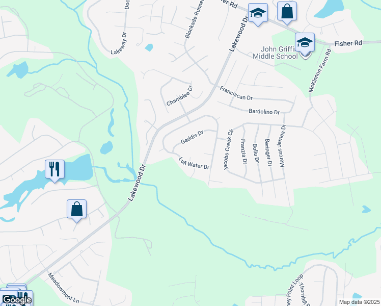 map of restaurants, bars, coffee shops, grocery stores, and more near 2500 Sickle Way in Fayetteville
