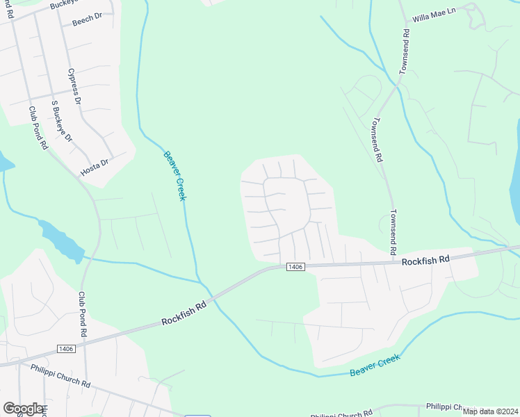 map of restaurants, bars, coffee shops, grocery stores, and more near 102 Swing Court in Raeford
