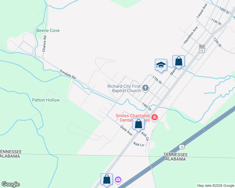 map of restaurants, bars, coffee shops, grocery stores, and more near 1910 Cumberland Ave in South Pittsburg