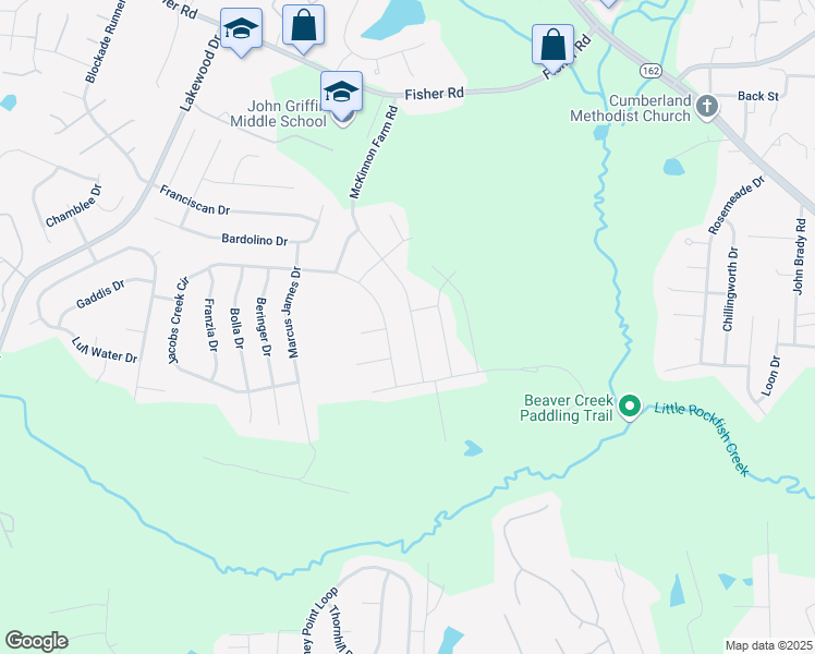 map of restaurants, bars, coffee shops, grocery stores, and more near 4908 McKinnon Farm Road in Fayetteville