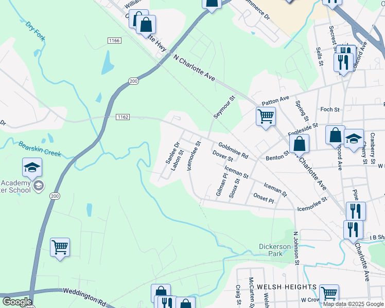 map of restaurants, bars, coffee shops, grocery stores, and more near 1790 Icemorlee Street in Monroe