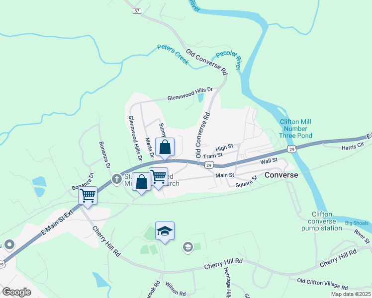 map of restaurants, bars, coffee shops, grocery stores, and more near 3009 Benjamin Road in Spartanburg