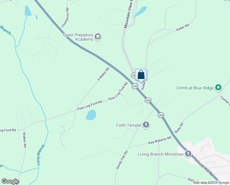 map of restaurants, bars, coffee shops, grocery stores, and more near 1365 Pine Log Ford Road in Taylors