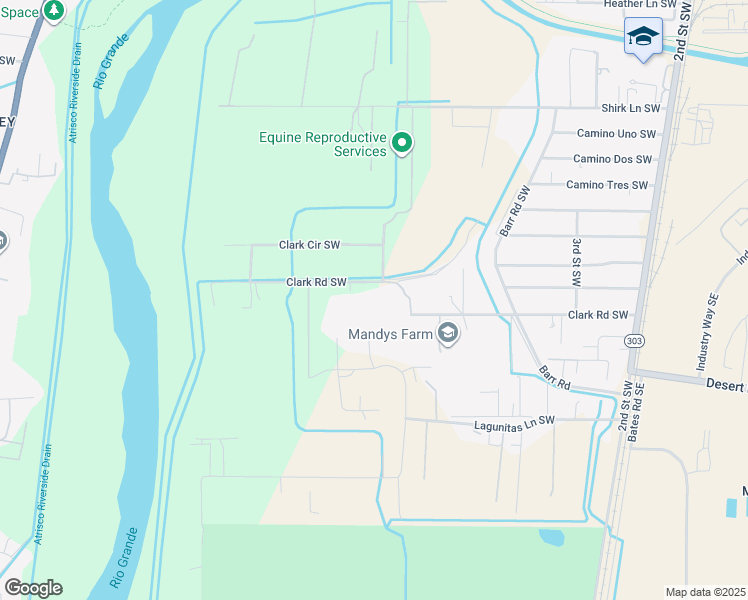 map of restaurants, bars, coffee shops, grocery stores, and more near 508 Clark Road Southwest in Albuquerque