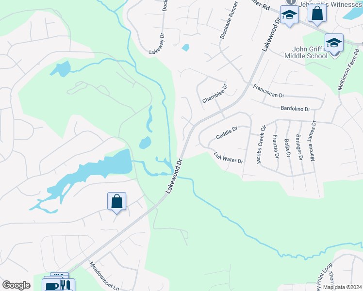 map of restaurants, bars, coffee shops, grocery stores, and more near 3041 Brookcrossing Drive in Fayetteville