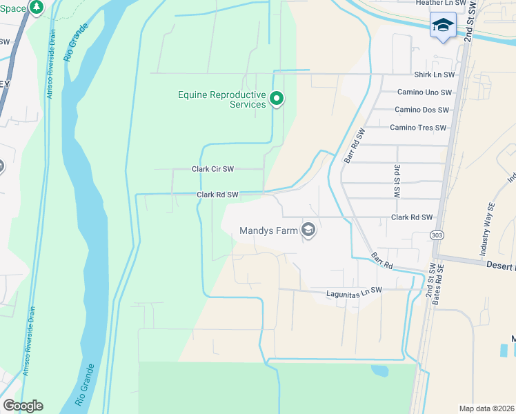 map of restaurants, bars, coffee shops, grocery stores, and more near 508 Clark Road Southwest in Albuquerque