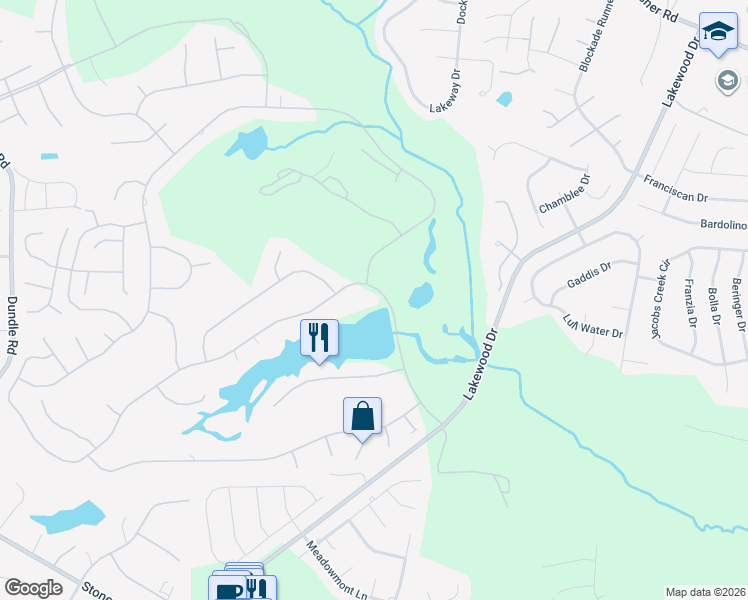map of restaurants, bars, coffee shops, grocery stores, and more near 6809 Towbridge Road in Fayetteville