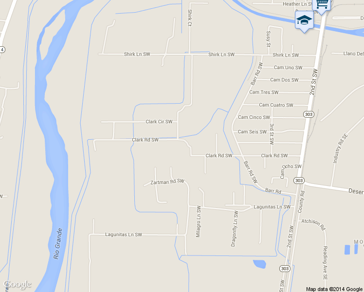 map of restaurants, bars, coffee shops, grocery stores, and more near 508 Clark Road Southwest in Albuquerque