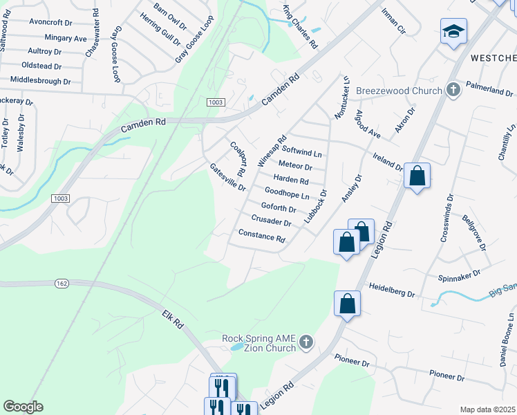 map of restaurants, bars, coffee shops, grocery stores, and more near 3913 Goforth Drive in Hope Mills