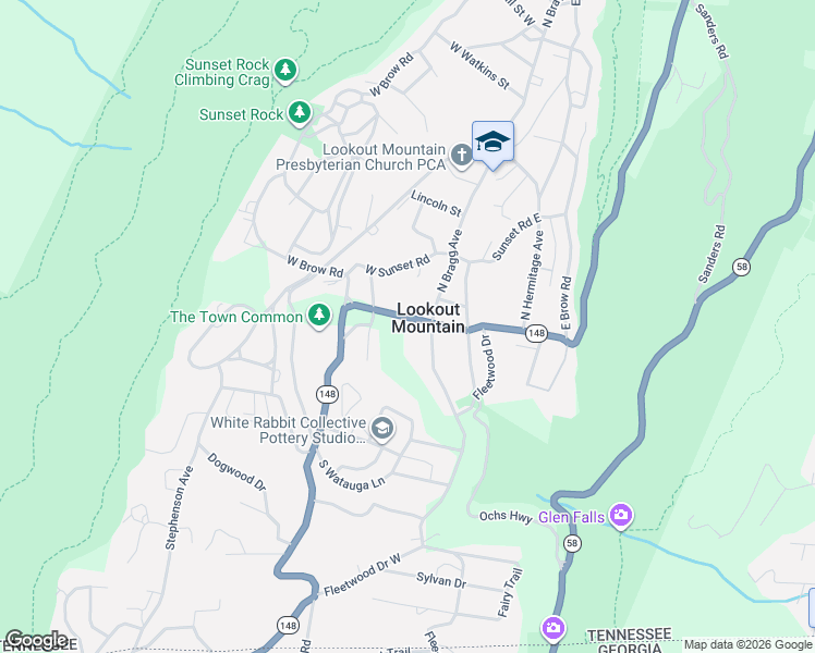map of restaurants, bars, coffee shops, grocery stores, and more near in Lookout Mountain
