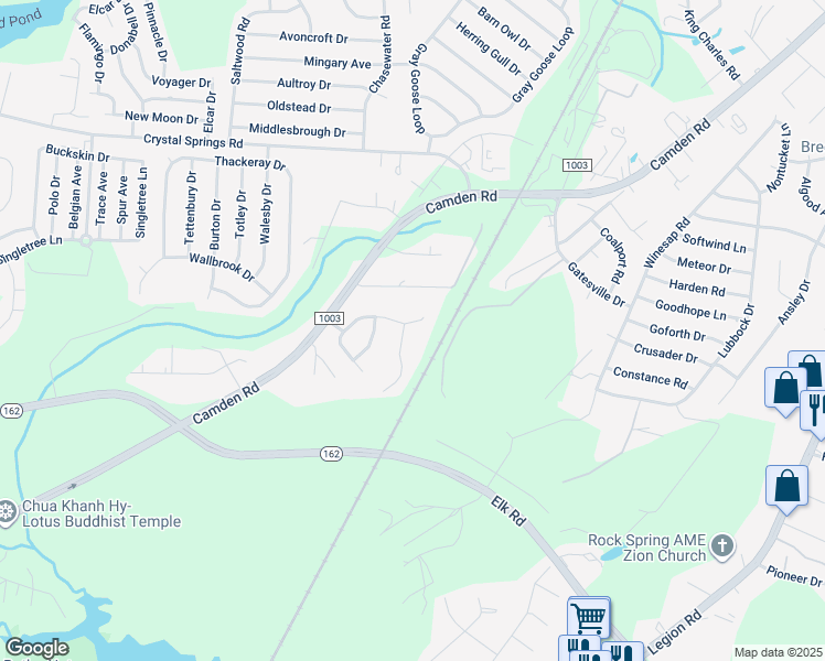 map of restaurants, bars, coffee shops, grocery stores, and more near 4805 Burgaw Drive in Fayetteville