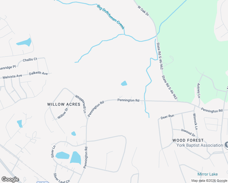 map of restaurants, bars, coffee shops, grocery stores, and more near 4654 Pennington Road in Rock Hill