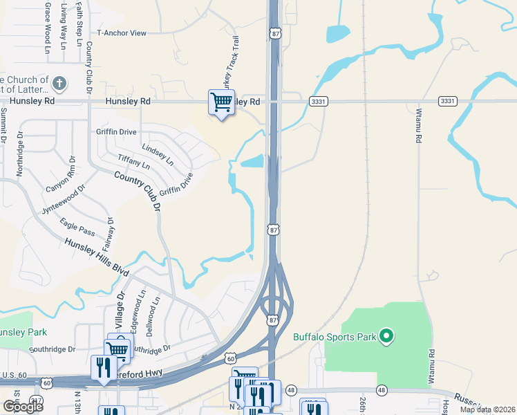 map of restaurants, bars, coffee shops, grocery stores, and more near Canyon Drive in Canyon