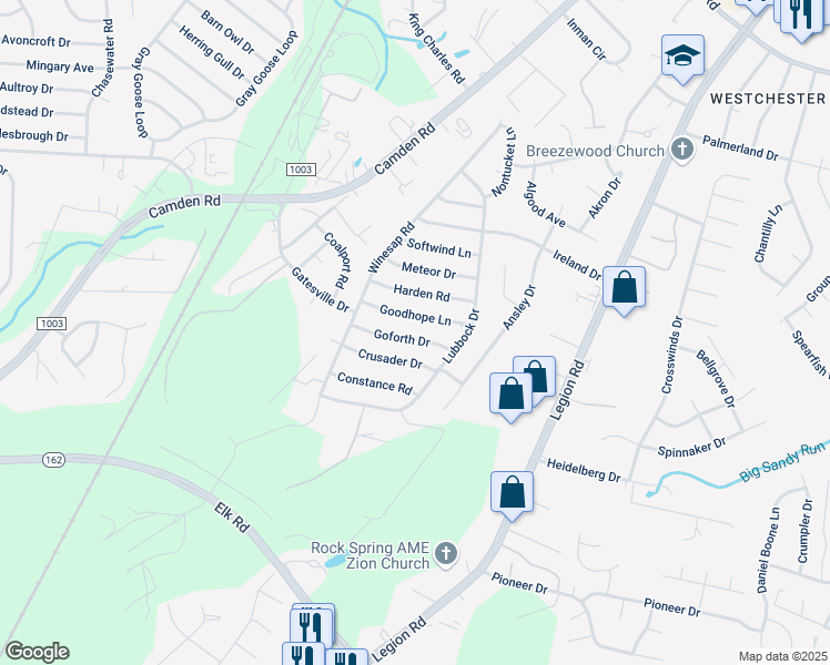 map of restaurants, bars, coffee shops, grocery stores, and more near 3827 Goforth Drive in Hope Mills