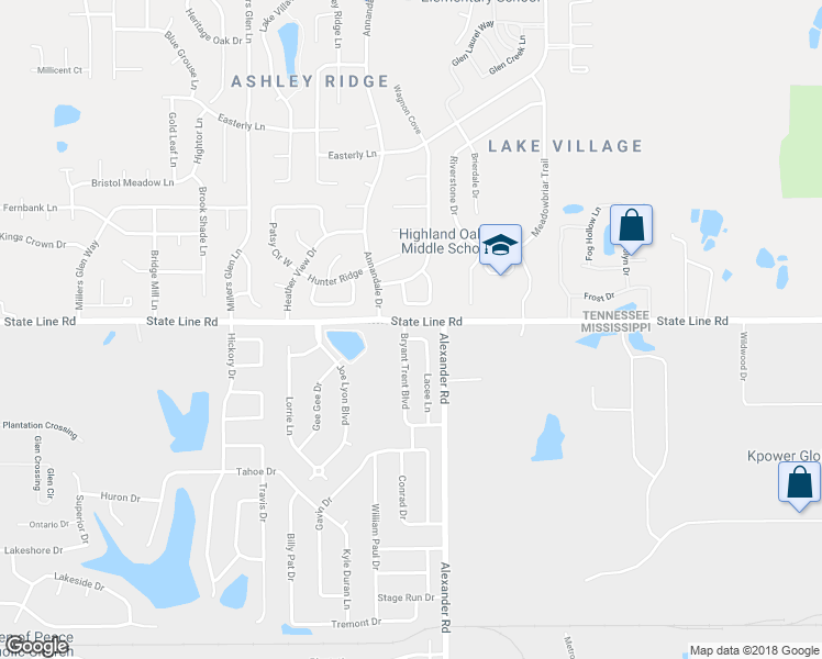map of restaurants, bars, coffee shops, grocery stores, and more near 9922 Lacee Lane in Olive Branch