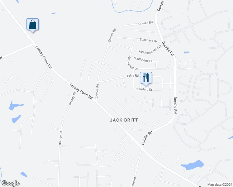 map of restaurants, bars, coffee shops, grocery stores, and more near 3504 Cokefield Drive in Fayetteville