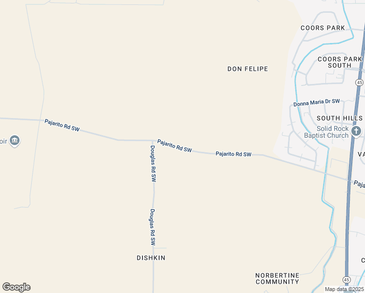 map of restaurants, bars, coffee shops, grocery stores, and more near 5816 Pajarito Road Southwest in Albuquerque
