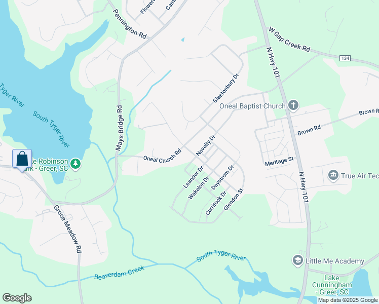map of restaurants, bars, coffee shops, grocery stores, and more near 212 Novelty Drive in Greer