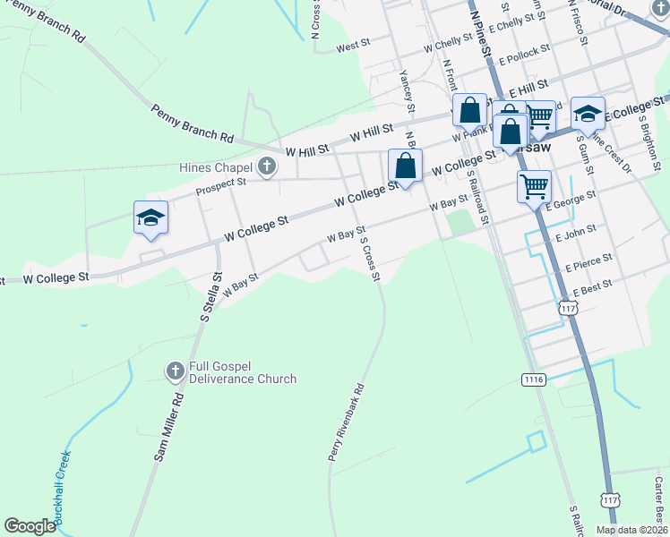 map of restaurants, bars, coffee shops, grocery stores, and more near 109 Lucy Street in Warsaw