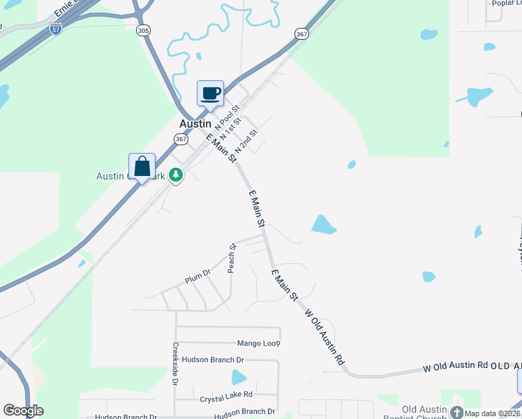 map of restaurants, bars, coffee shops, grocery stores, and more near 1038-1098 East Main Street in Austin