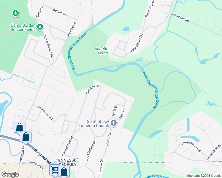 map of restaurants, bars, coffee shops, grocery stores, and more near 774 Flinn Drive in Chattanooga