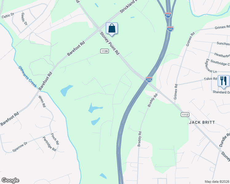 map of restaurants, bars, coffee shops, grocery stores, and more near Amour Drive in Fayetteville