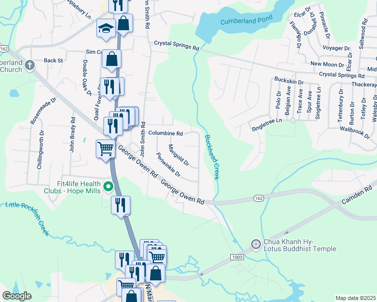 map of restaurants, bars, coffee shops, grocery stores, and more near 5871 Gladiola Drive in Fayetteville
