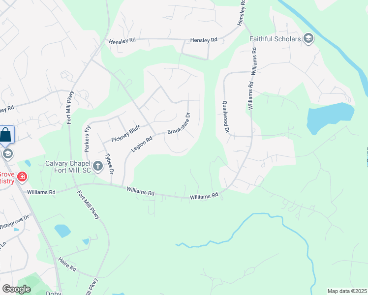 map of restaurants, bars, coffee shops, grocery stores, and more near 443 Danielle Way in Fort Mill