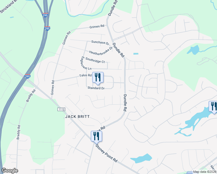map of restaurants, bars, coffee shops, grocery stores, and more near 3518 Standard Drive in Fayetteville
