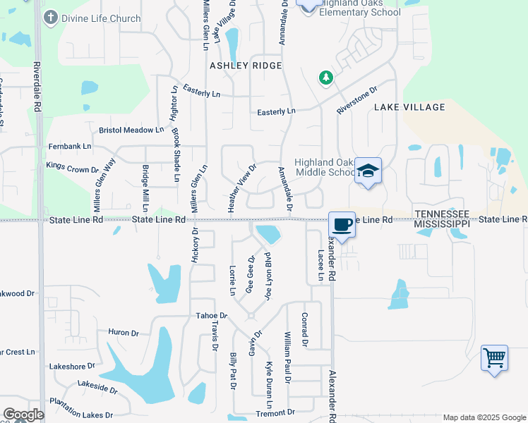 map of restaurants, bars, coffee shops, grocery stores, and more near 7379 Confederate Circle South in Memphis