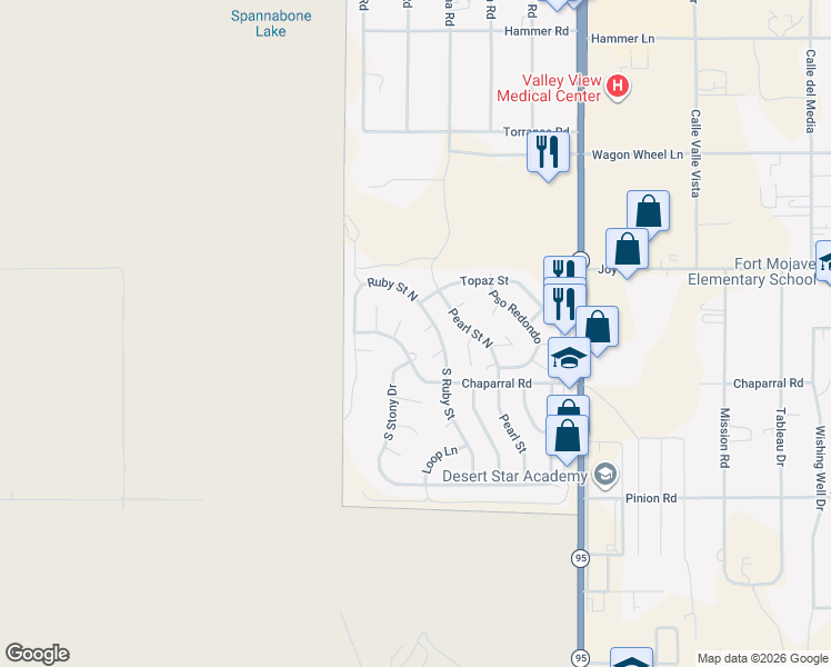 map of restaurants, bars, coffee shops, grocery stores, and more near 1393 Ruby Circle in Bullhead City