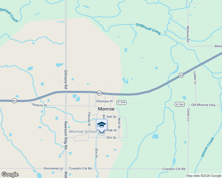 map of restaurants, bars, coffee shops, grocery stores, and more near Highway 83 in Poteau