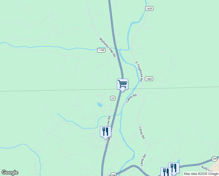 map of restaurants, bars, coffee shops, grocery stores, and more near 2 Ideal Acres Road in Otto