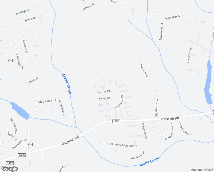 map of restaurants, bars, coffee shops, grocery stores, and more near 802 Bellflower Circle in Raeford