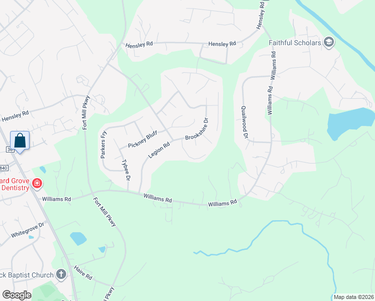 map of restaurants, bars, coffee shops, grocery stores, and more near 415 Danielle Way in Fort Mill