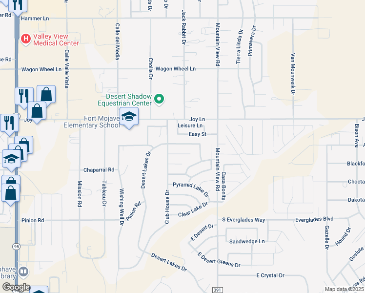 map of restaurants, bars, coffee shops, grocery stores, and more near 1918 E Shasta Lake Dr in Fort Mohave
