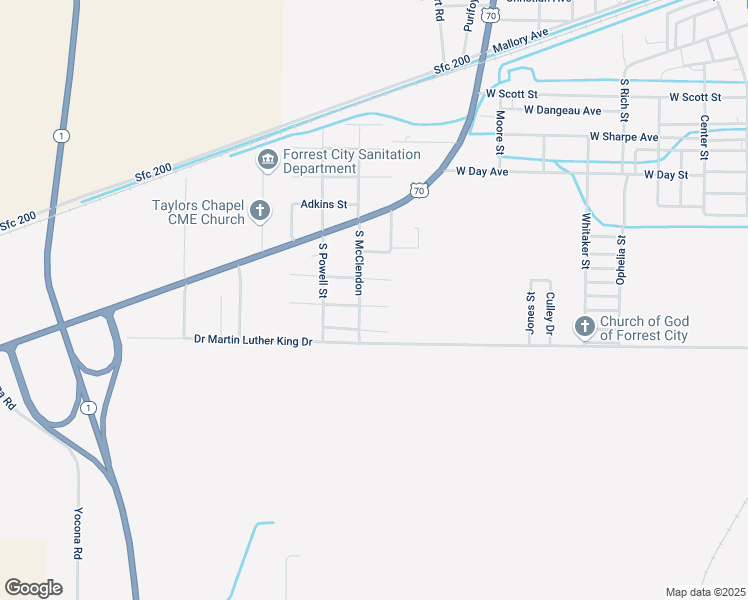 map of restaurants, bars, coffee shops, grocery stores, and more near 1924 Haywood Avenue in Forrest City