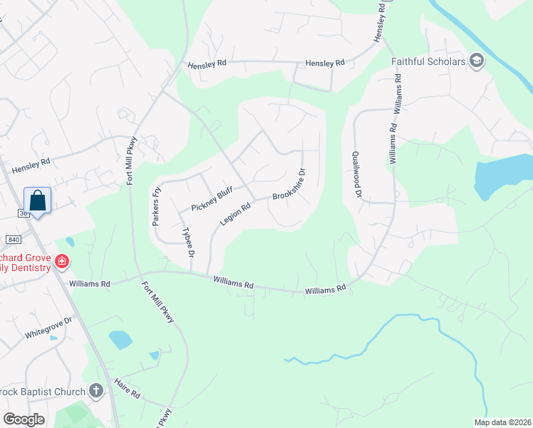 map of restaurants, bars, coffee shops, grocery stores, and more near 415 Danielle Way in Fort Mill