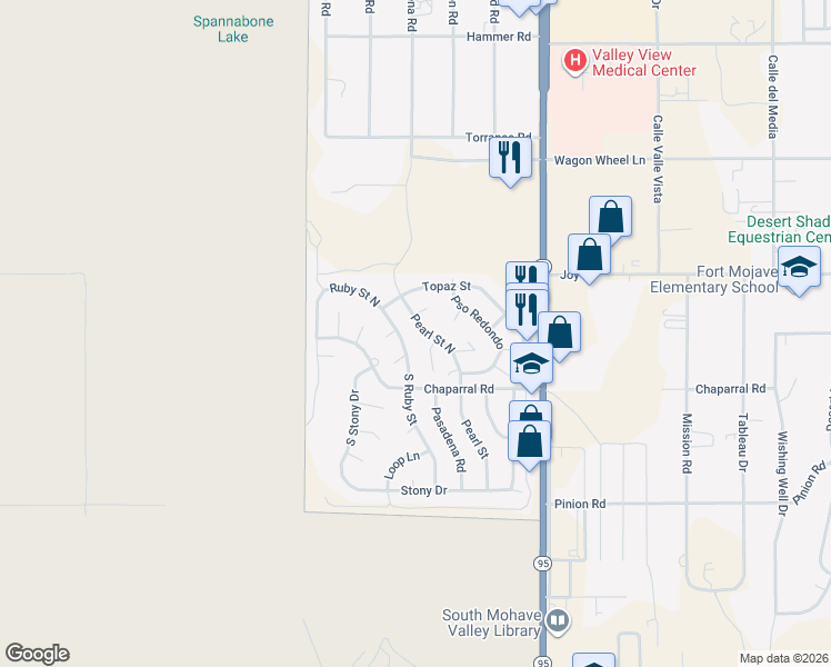 map of restaurants, bars, coffee shops, grocery stores, and more near 5559 Pearl St in Bullhead City